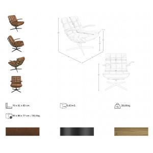 MOLINA prémium bőr fotel - barna