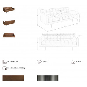RUSSO prémium bőr kanapé - 2 személyes