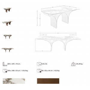 PUENTE prémium bővíthető kerámia étkezőasztal - 180-260cm