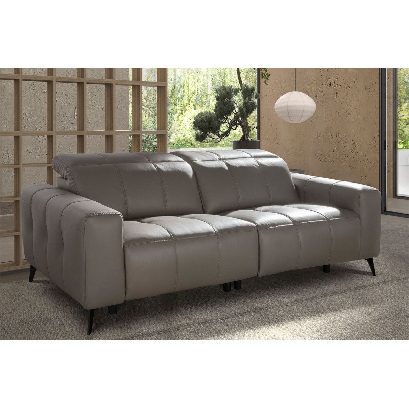 NIETO prémium bőr relax kanapé - 3 személyes - szürke