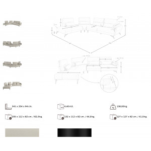 PAREDES prémium bőr sarokkanapé - balos kivitel