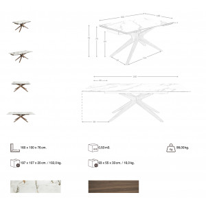 SALGADO prémium bővíthető kerámia étkezőasztal - 160-240cm