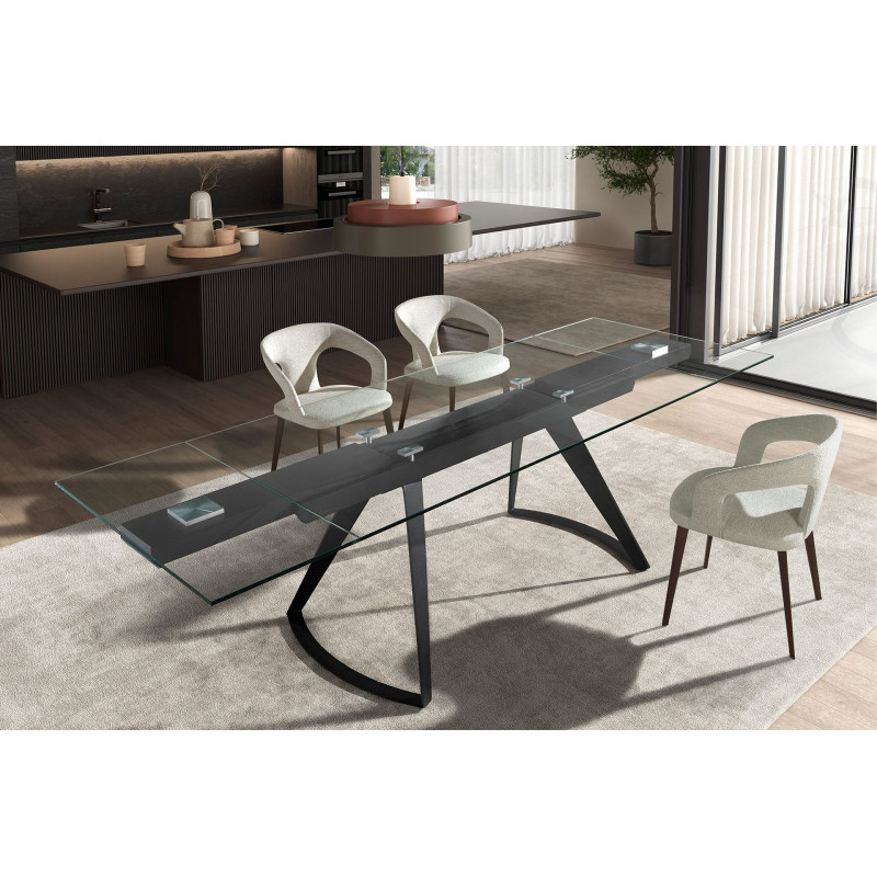 MARTINI prémium bővíthető üveg étkezőasztal - 180-270cm