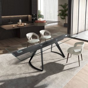 MARTINI prémium bővíthető üveg étkezőasztal - 180-270cm