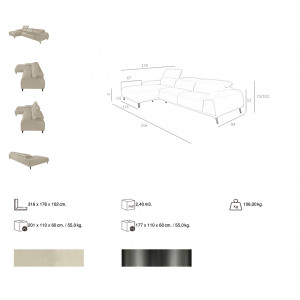 MURILLO prémium bőr sarokkanapé - balos kivitel