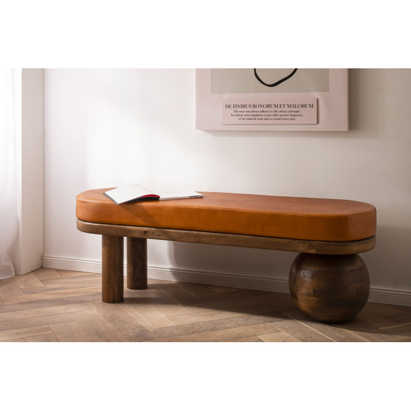 SOLONI prémium mangófa ülőpad - 140cm  - barna bőr