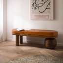 SOLONI prémium mangófa ülőpad - 140cm  - barna bőr