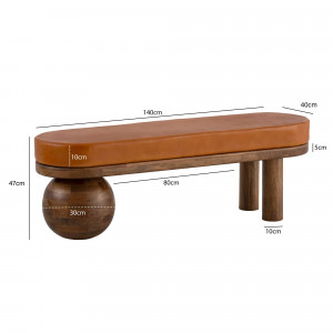 SOLONI prémium mangófa ülőpad - 140cm  - barna bőr