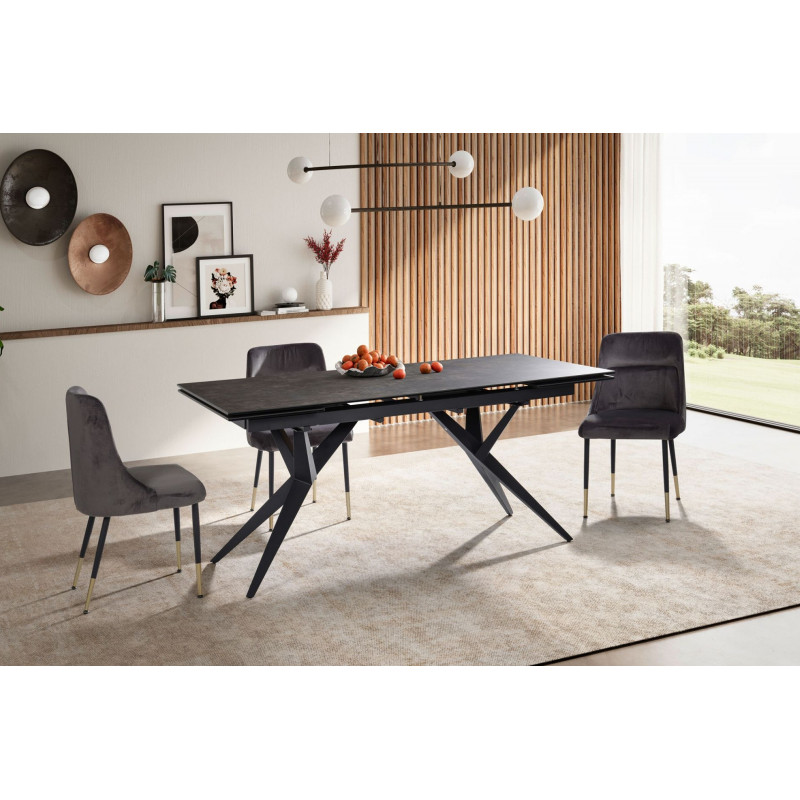 RENOIR design  kerámia bővíthető étkezőasztal -180-260cm - fekete