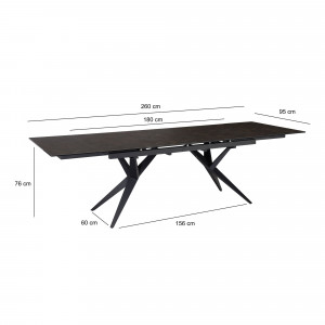 RENOIR design  kerámia bővíthető étkezőasztal -180-260cm - fekete