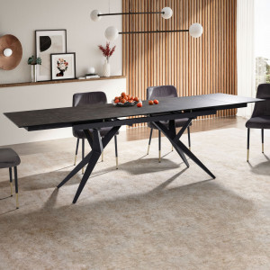 RENOIR design  kerámia bővíthető étkezőasztal -180-260cm - fekete