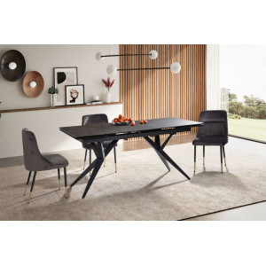 RENOIR design  kerámia bővíthető étkezőasztal -180-260cm - fekete Bővíthető étkezőasztal