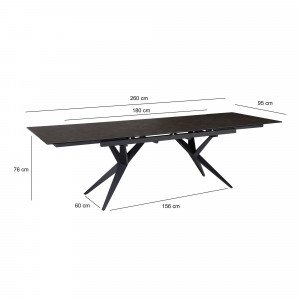 RENOIR design  kerámia bővíthető étkezőasztal -180-260cm - fekete