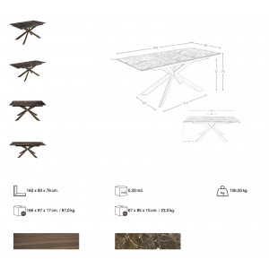 PALAEZ prémium bővíthető kerámia étkezőasztal - 160-200cm