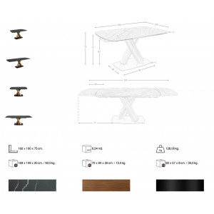 RUIZ prémium bővíthető kerámia étkezőasztal - 160-240cm