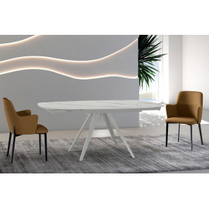 TERAMO bővíthető kerámia étkezőasztal - 120-180cm - világos márvány Bővíthető étkezőasztal