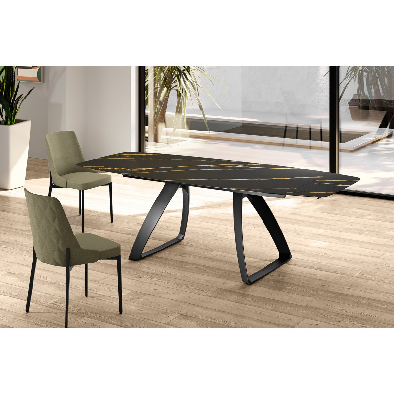 BARREL bővíthető kerámia étkezőasztal - 180-240cm - sötét márvány