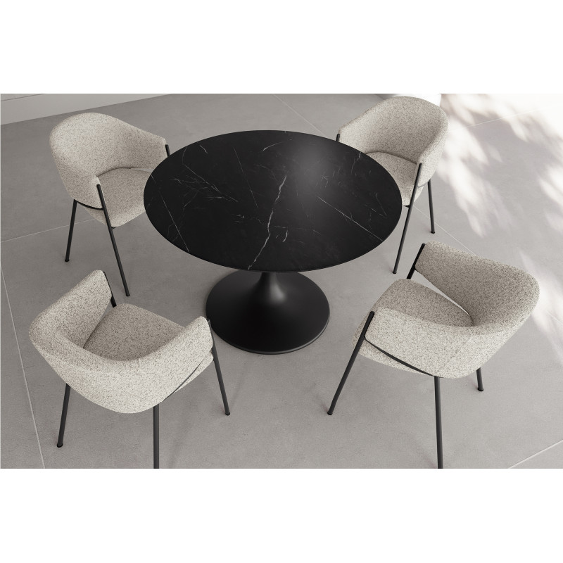 GIRARE kerámia étkezőasztal - 100/120cm - sötét márvány