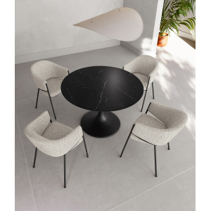 GIRARE kerámia étkezőasztal - 100/120cm - sötét márvány