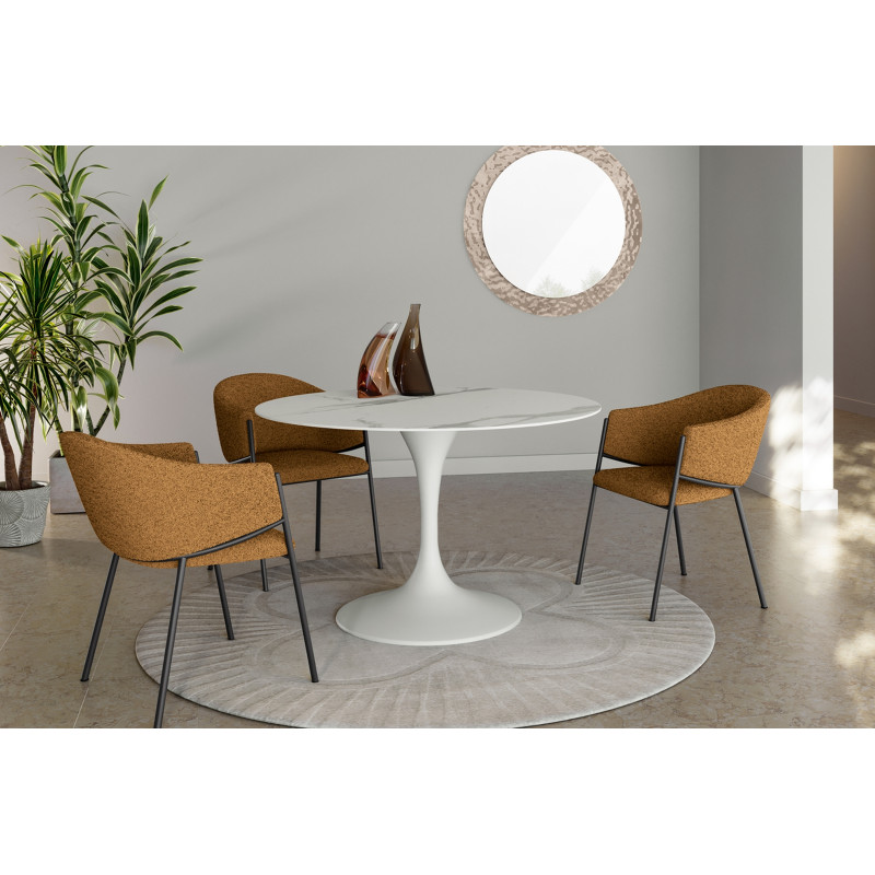 GIRARE kerámia étkezőasztal - 100/120cm - fehér márvány