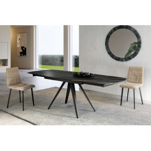 TERAMO bővíthető kerámia étkezőasztal - 140-200cm - sötét márvány Bővíthető étkezőasztal