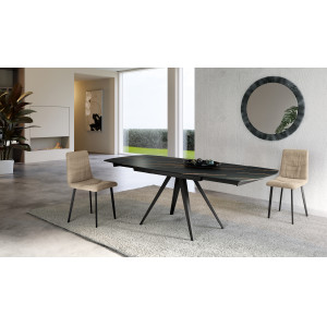TERAMO bővíthető kerámia étkezőasztal - 140-200cm - sötét márvány