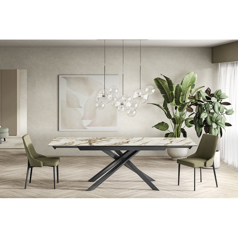 ATTRAVERSO bővíthető kerámia étkezőasztal - 160-240cm - calacatta márvány