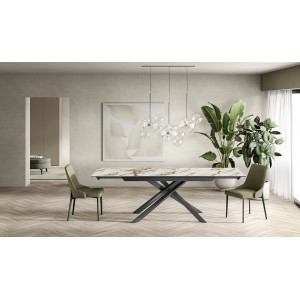 ATTRAVERSO bővíthető kerámia étkezőasztal - 160-240cm - calacatta márvány