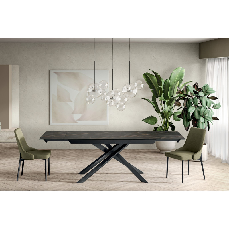 ATTRAVERSO bővíthető kerámia étkezőasztal - 160-240cm - fekete márvány