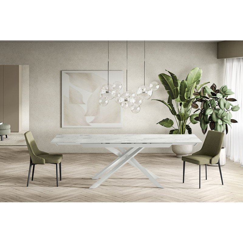 ATTRAVERSO bővíthető kerámia étkezőasztal - 160-240cm - világos márvány