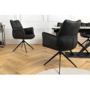 PAPILLON-II design forgatható szék - valódi bőr - fekete