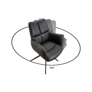 PAPILLON-II design forgatható szék - valódi bőr - fekete