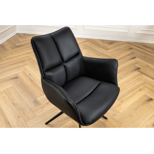 PAPILLON-II design forgatható szék - valódi bőr - fekete
