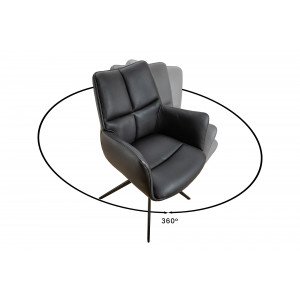 PAPILLON-II design forgatható szék - valódi bőr - fekete