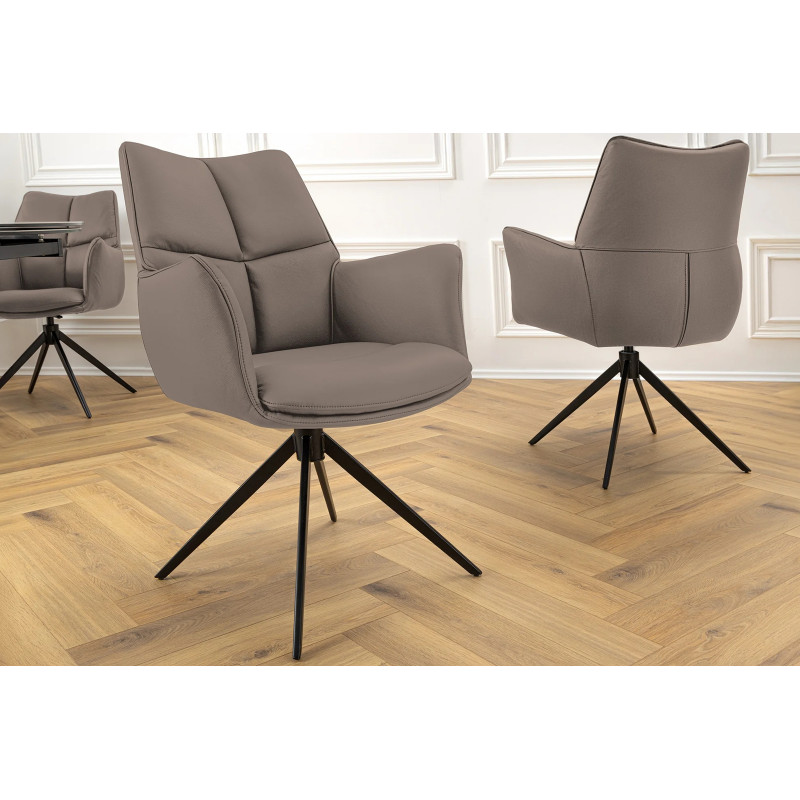 PAPILLON-II design forgatható szék - valódi bőr - beige