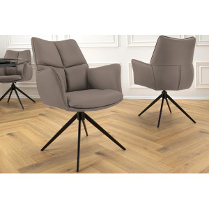 PAPILLON-II design forgatható szék - valódi bőr - beige INVICTA