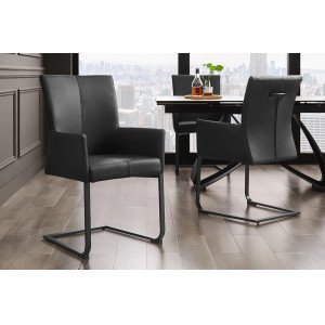 SAMSON prémium szék - valódi bőr - fekete INVICTA