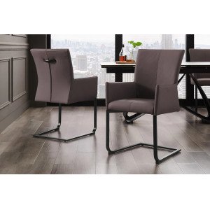 SAMSON prémium szék - valódi bőr - szürke INVICTA