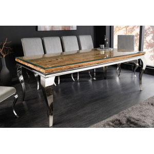 WOODEN BAROCK design étkezőasztal - 200cm - ezüst Étkezőasztalok