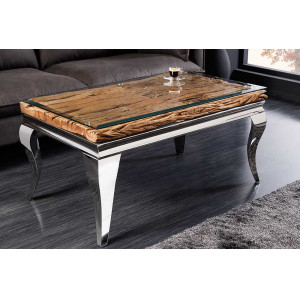 WOODEN BAROCK design dohányzóasztal - 100cm - ezüst