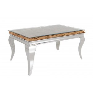 WOODEN BAROCK design dohányzóasztal - 100cm - ezüst