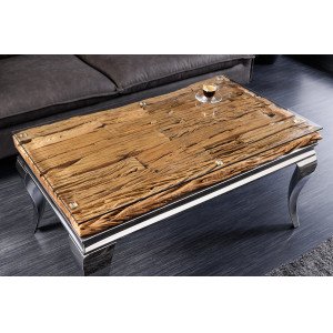 WOODEN BAROCK design dohányzóasztal - 100cm - ezüst