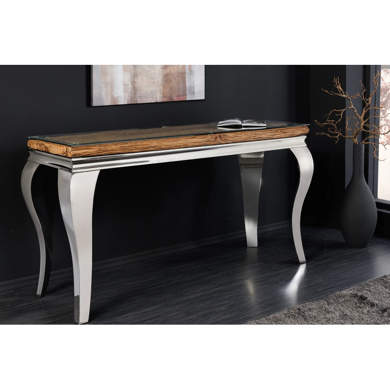 WOODEN BAROCK konzolasztal - 145cm - ezüst