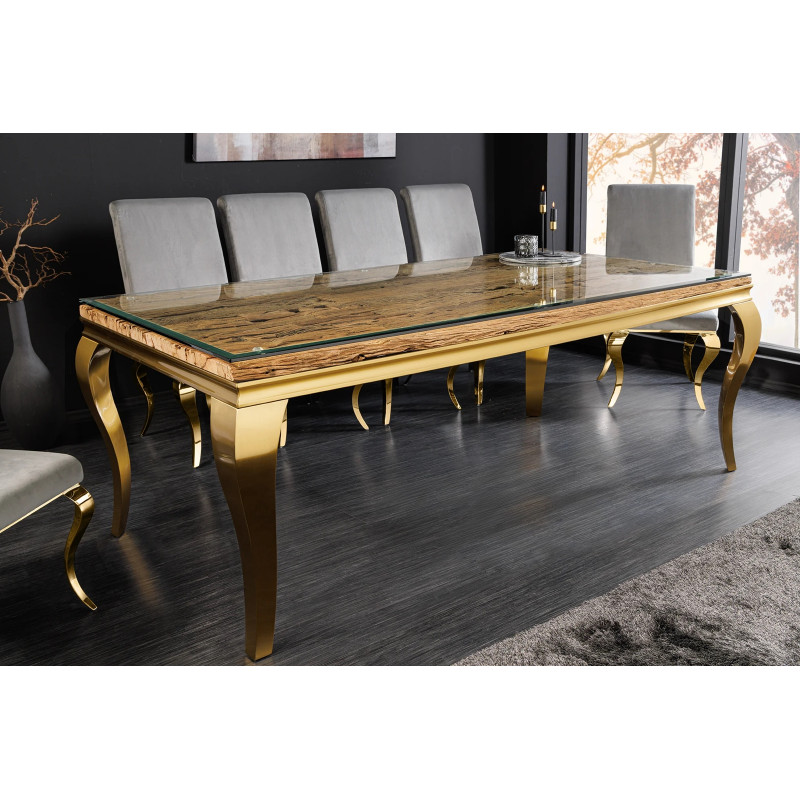 WOODEN BAROCK design étkezőasztal - 200cm - arany