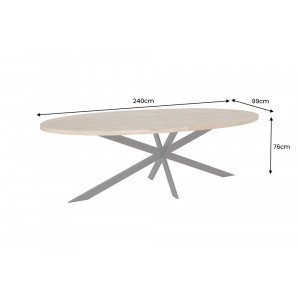 GALAXY OVAL tömör mangófa étkezőasztal - 240cm