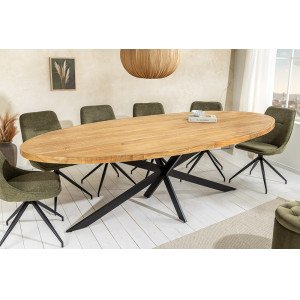 GALAXY OVAL tömör mangófa étkezőasztal - 240cm Étkezőasztalok