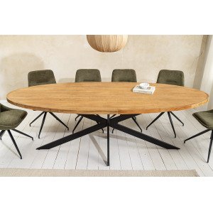 GALAXY OVAL tömör mangófa étkezőasztal - 240cm