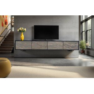 MOUNTAIN SOUL különleges kőfurnéros fali TV-szekrény - 200cm - natúr INVICTA