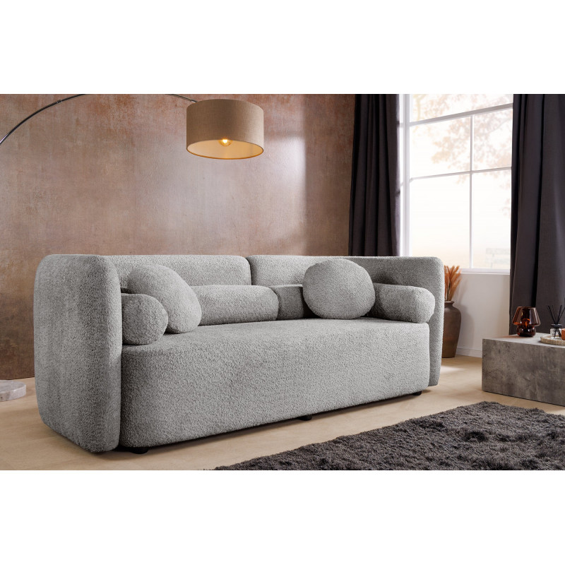 ART DECO design bouclé kanapé - 198cm - szürke