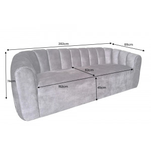 BABYLON design bársony kanapé - 200cm - beige